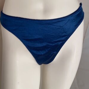 Blue satin thong panty L